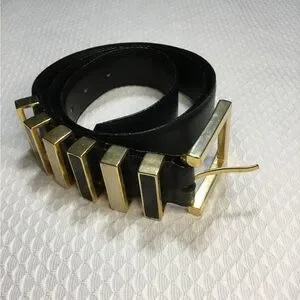Dior | Accessories | Dior Black And Gold Leather Belt With  display picture 1